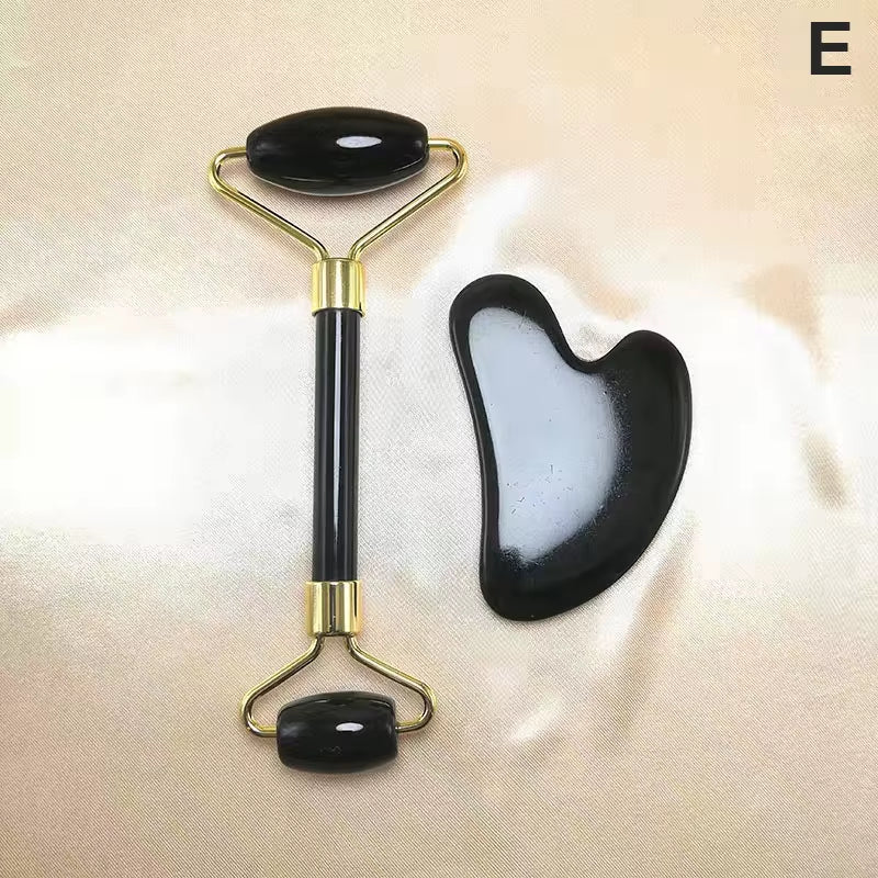 2Pcs/Set Face Massage Roller Gua Sha Scraper Board Kit Facial Lifting Body Thinning Neck Face Slimming Lifting Skin Care Tools