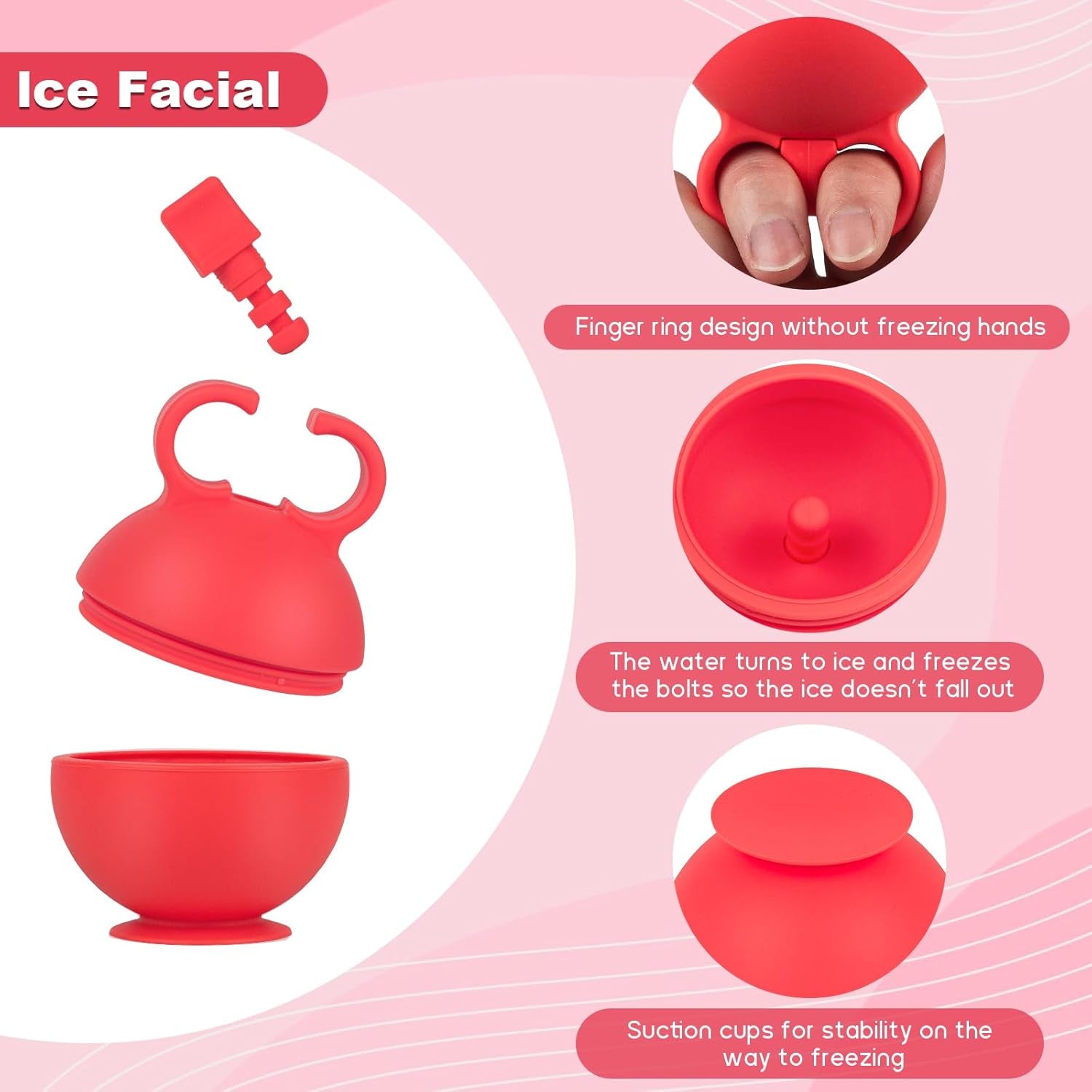 2 Pack Ice Roller for Face Ice Cube Face Gua Sha Tool Facial Ice Roller Stocking Stuffers for Women Ice Mold Beauty Facial Tools (Black Rose Red)